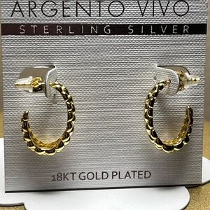 Hoop Earrings 18KT Gold plated 925 Sterling Silver NWT